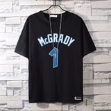 Basketball Sports T Shirt Short-Sleeved T-Shirt Men'S Magic Mcgrady No. 1 Basketball Sports Training Wear Student Loose