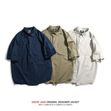 Men Shirts Summer Short Sleeve Shirt Loose-Fitting Versatile Blouse Coat