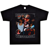 Basket Ball Star T Shirt Basketball Washed Distressed Printed Short Sleeve American Retro T-shirt Pure Cotton