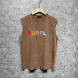 Purple Brand Distressed Tank T Shirts Distressed Sleeveless T-shirt Vest