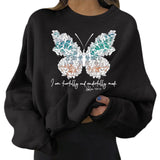 Women Printing Sweatshirts Casual Loose Short Pullover