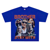 Film Star T Shirt Loose Heavy American Retro Street Cotton T-shirt Men and Women