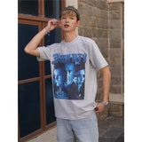 Film Star T Shirt Cotton Loose Nostalgic Short Sleeve American Retro Fashion Printed Design T-shirt for Men