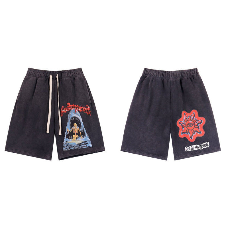 Godspeed Shorts Summer GOD Skull Eye Pattern Casual Loose Shorts