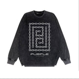 Purple Brand Distressed Long Sleeve Shirt Fashion Distressed Loose Long-sleeved Top