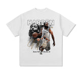 Nba T Shirt James Printed Short-Sleeved T-shirt Heavy Washed Distressed Male and Female Trendy Brand Top