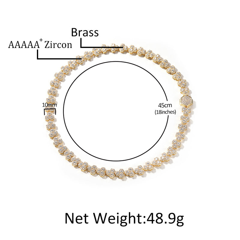 Chains Hip Hop Honeycomb Tennis Chain Copper Inlaid Zircon Necklace St. Valentine's Spectrum
