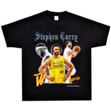 Basket Ball Star T Shirt Basketball Stephen Curry Washed Distressed Printed T-Shirt Short Sleeve Retro Pure Cotton
