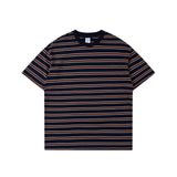Mariner Shirt Vintage Washed Striped round Neck Short Sleeve Loose Fashion Brand T-shirt for Men