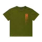 Amiri T Shirt Orange Printed Casual Hip Hop High Street round Neck Short Sleeve T-shirt
