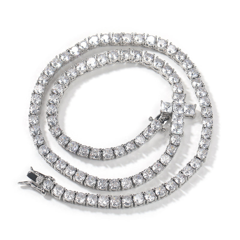 Chains Hip Hop 4MM Cross Copper Zircon Tennis Chain Necklace St. Valentine's Spectrum