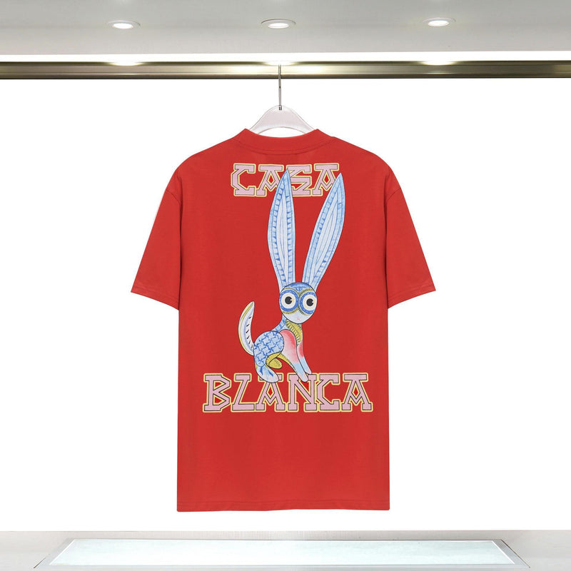 Casablanca T Shirts Fashion Casual Crew Neck Animated Bunny Print Tee