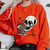 Skull Print Sweatshirt Halloween Sweatshirts Long Sleeve