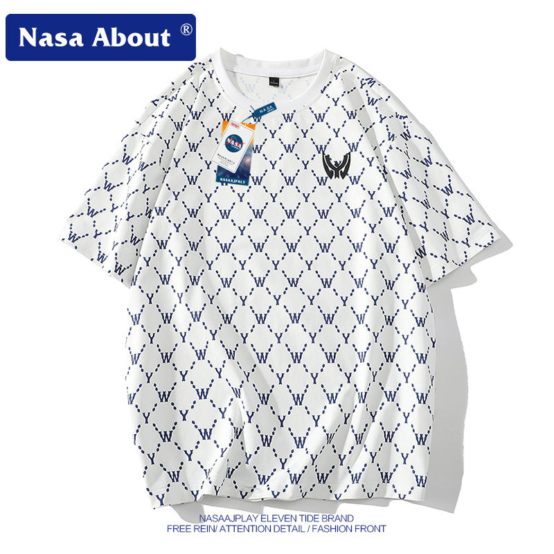 Nasa T-Shirt Short-Sleeved T-Shirt Men'S Summer Five-Point T-Shirt