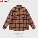 MIJKO Mens Jacket Loose Plaid Jacket Unisex