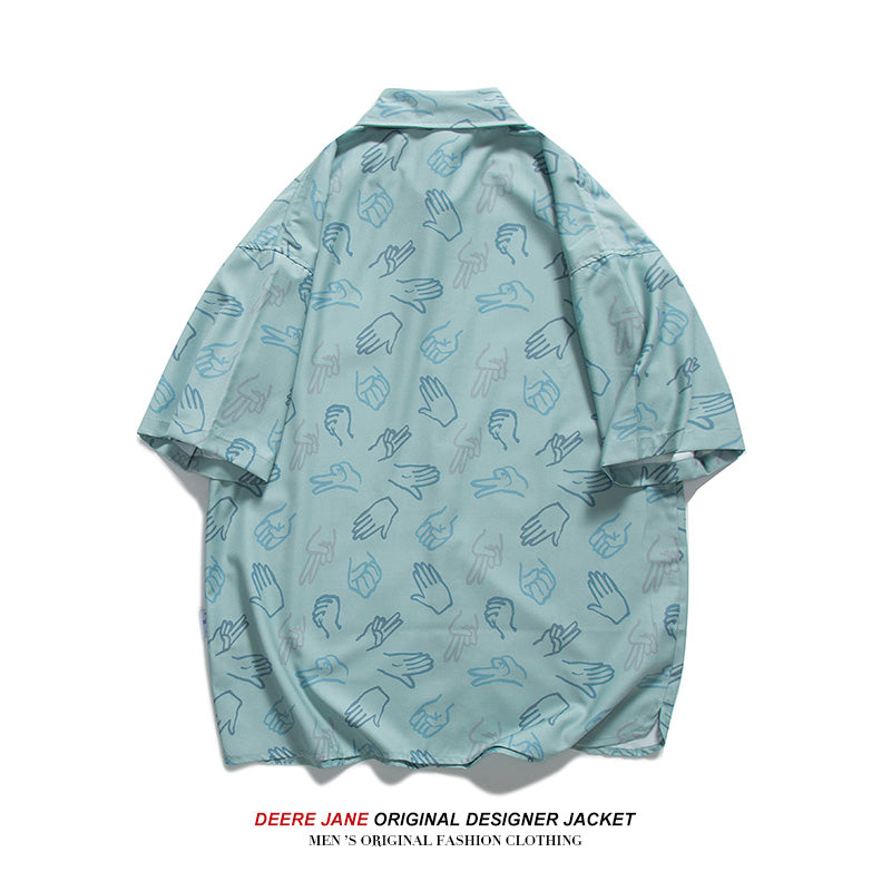 Men Shirts Summer Short Sleeve Printed Shirt Men Loose Casual Jacket