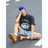 Basket Ball Star T Shirt Basketball Paul George Washed Distressed Printed T-Shirt Vintage Cotton Short Sleeve