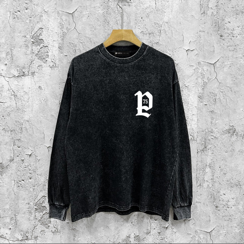 Purple Brand Distressed Long Sleeve Shirt Fashion Distressed Loose Long-sleeved Top
