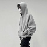 MIJKO Mens Jacket Double Zipper Heavy Simple Hooded Sweater