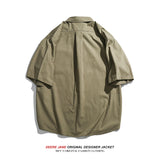 Men Shirts Summer Short Sleeve Shirt Loose-Fitting Versatile Blouse Coat