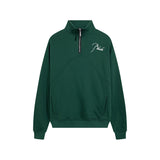 Rhude Hoodie Autumn Winter Retro Stand Collar Half Zip Embroidery Stitching Sweatshirt