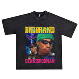 Film Star T Shirt Washed Old American Round Neck Loose T-Shirt Retro Short Sleeve