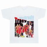 Basket Ball Star T Shirt Washed Distressed Printed T-shirt Short Sleeve Loose Retro Cotton