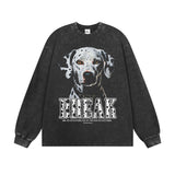 Vintage T-shirts Spotted Dog Cartoon Printed Short Sleeve T-Shirt Cotton