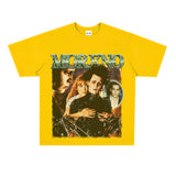 Film Star T Shirt Edward Short Sleeve Loose Retro American Street T-shirt Men and Women
