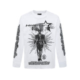 HS long-sleeve T-shirt graffiti portrait print loose version casual long sleeve