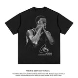 Nba T Shirt Curry American Vintage Print Short Sleeves Heavy Washed Distressed T-shirt