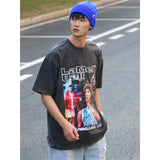 Basket Ball Star T Shirt Washed Distressed Lamelo Ball Printed Short Sleeve T-Shirt Vintage Pure Cotton