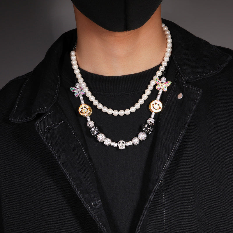 Chains Smiley Skull with Zircon Necklace Hip Hop Ins Spectrum St. Valentine's