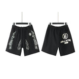 Men Shorts Flame Print Casual Shorts