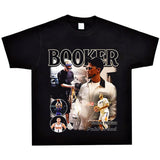 Basket Ball Star T Shirt Basketball Washed Distressed Devin Booker Short Sleeve Loose-Fitting Pure Cotton T-Shirt