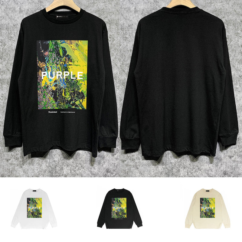 Purple Brand Long Sleeve T-Shirt Fashion Loose Long Sleeve Top