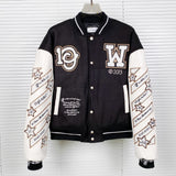 Off White Jacket Autumn/Winter OW Embroidered Hot Diamond Jacket Baseball Uniform