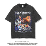 Nba T Shirt Paul George Vintage Basketball Star Printed Short Sleeve T-shirt Fashion Brand Loose Washed-out