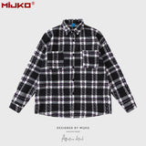 MIJKO Mens Jacket Loose Plaid Jacket Unisex