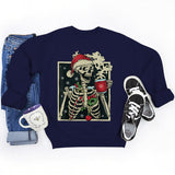Funny Christmas Skeleton Print Sweatshirt For Women Fashion