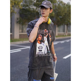 Basket Ball Star T Shirt Basketball Kevin Durant Washed Distressed Printed T-Shirt Personalized Short Sleeve Pure Cotton