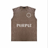 Purple Brand Distressed Tank T Shirts Distressed Sleeveless T-shirt Vest