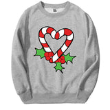 Christmas Hoodies Candy Cane Heart Hip Hop Fleece Round