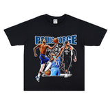 Basket Ball Star T Shirt Basketball Paul George Washed Distressed Printed T-Shirt Vintage Cotton Short Sleeve