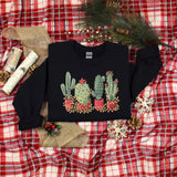 Cute Cotton Christmas Cactus Tape Lights Sweatshirt