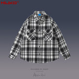 MIJKO Mens Jacket Double Pocket Plaid Jacket