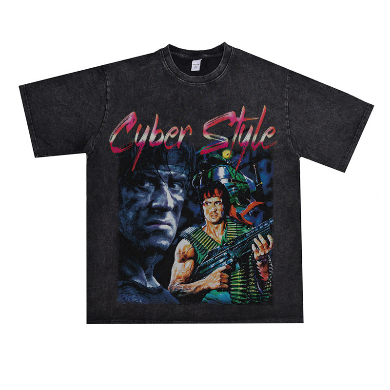 Film Star T Shirt Cotton Short Sleeve Loose Retro American Design T-shirt Men
