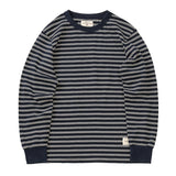 Mariner Shirt Horizontal Striped American Retro Sports T-shirt Men's Long Sleeve Spring and Autumn Navy-Striped Shirt