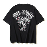 Off White T Shirts OW Cartoon Animal Pattern Crew Neck Pullover Short Sleeves