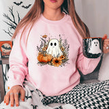 Fashion Halloween Ghost Pumpkin Print Round Neck
